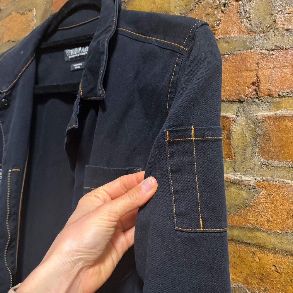 WILDFANG THE ESSENTIAL LONG SLEEVE COVERALL - S - NAVY DENIM - Picture 13 of 14
